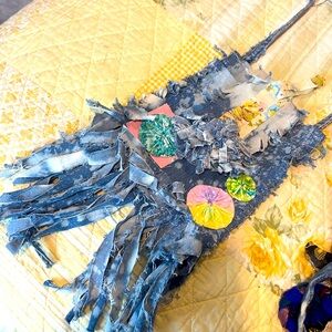 Amazing handmade blue jean bag.